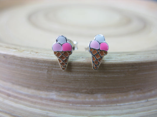 Ice Cream 925 Sterling Silver Stud Earrings