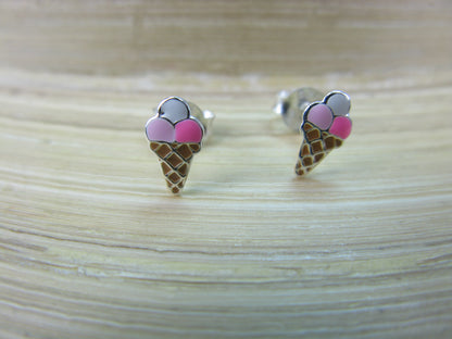 Ice Cream 925 Sterling Silver Stud Earrings