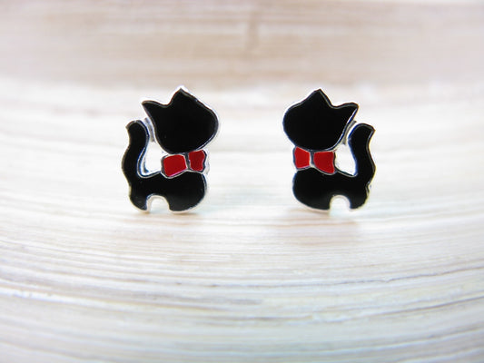 Cat 925 Sterling Silver Stud Earrings