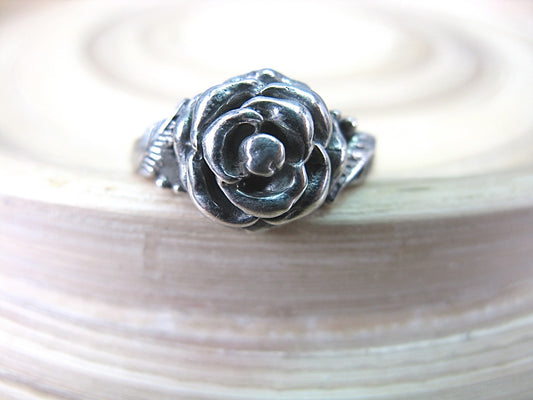 Rose Flower Oxidized 925 Sterling Silver Ring Ring Faith Owl - Faith Owl