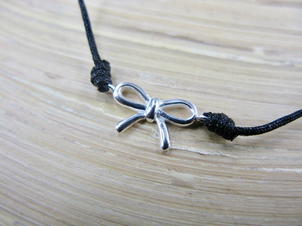 Bow Ribbon 925 Sterling Silver Adjustable String Bracelet