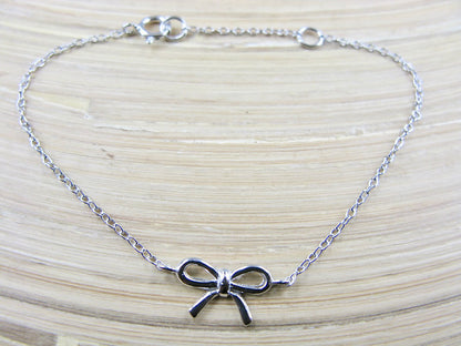 Children Bow Ribbon 925 Sterling Silver Bracelet