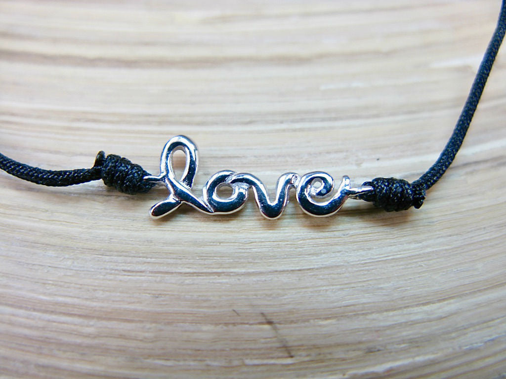 Love 925 Sterling Silver Adjustable String Bracelet