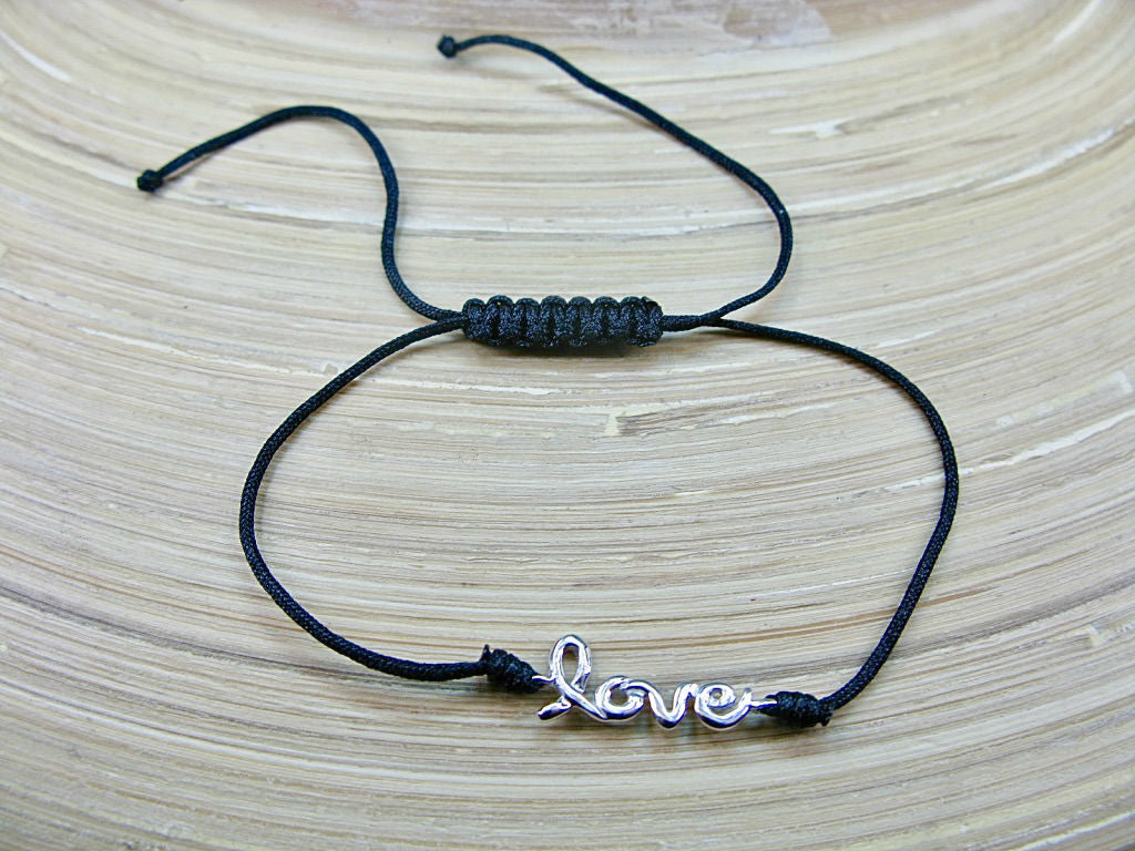 Love 925 Sterling Silver Adjustable String Bracelet