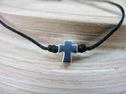 Cross 925 Sterling Silver Adjustable String Bracelet