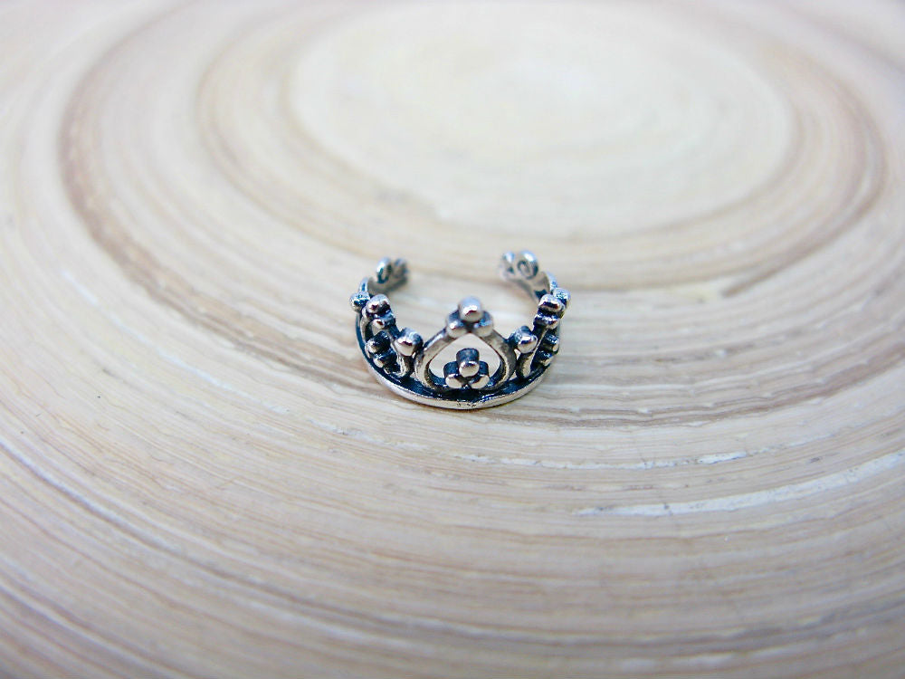 Crown Oxidized 925 Sterling Silver Ear Cuff