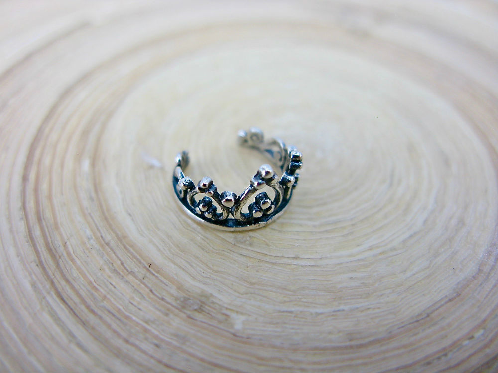 Crown Oxidized 925 Sterling Silver Ear Cuff