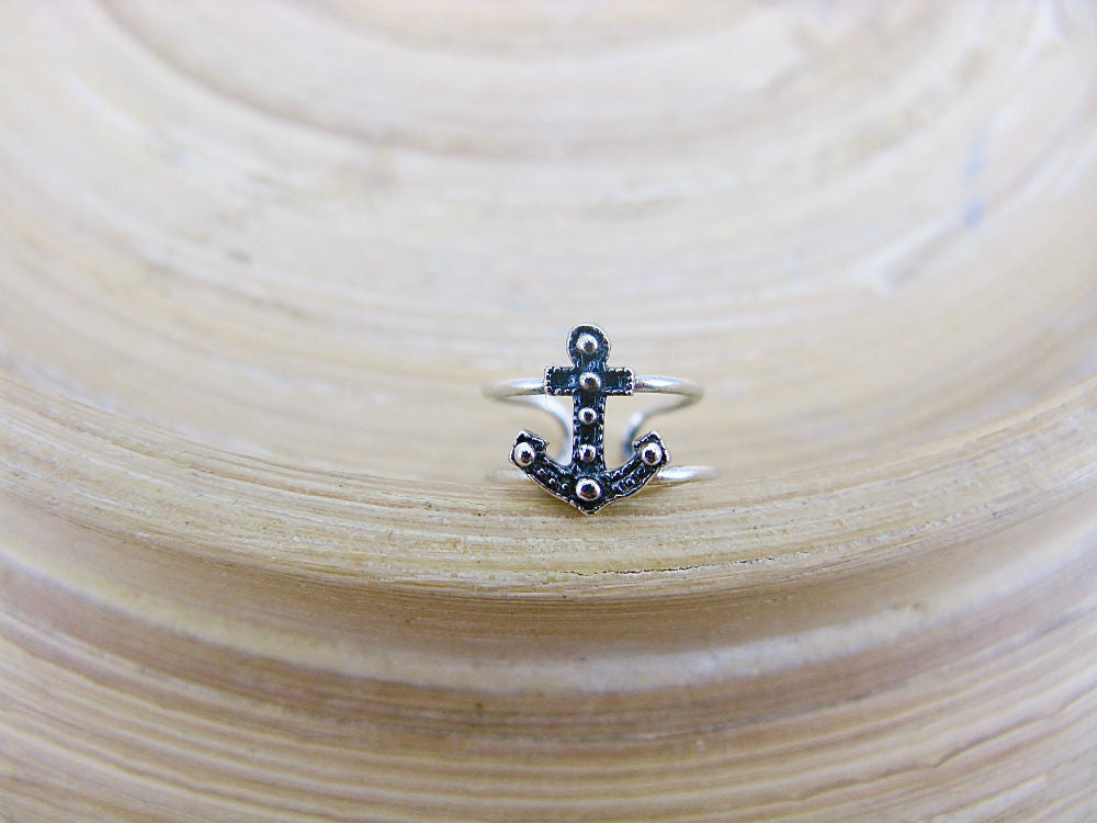 Anchor Oxidized 925 Sterling Silver Ear Cuff