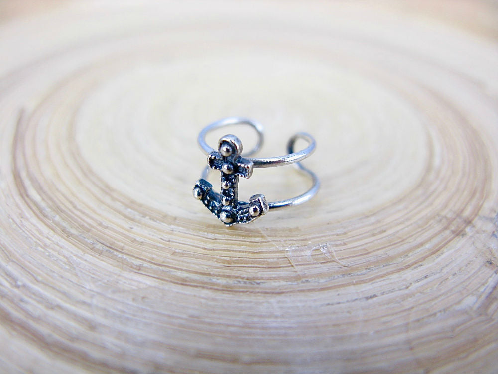 Anchor Oxidized 925 Sterling Silver Ear Cuff