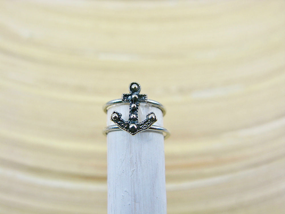 Anchor Oxidized 925 Sterling Silver Ear Cuff