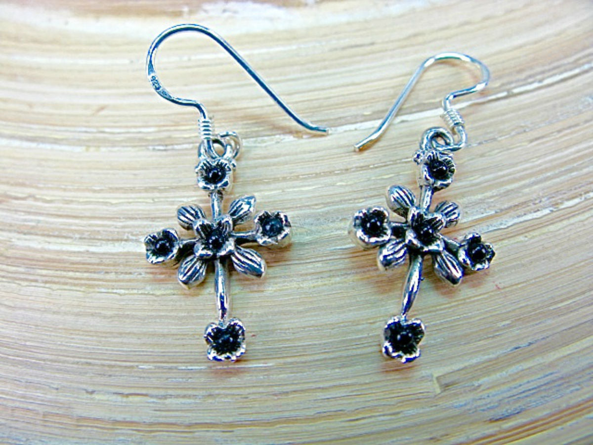 Cross Onyx 925 Sterling Silver Earrings