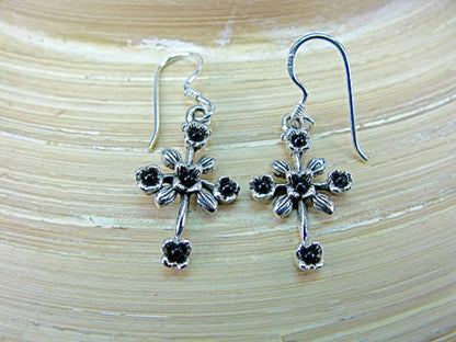 Cross Onyx 925 Sterling Silver Earrings