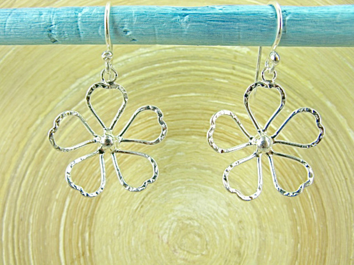 Filigree Lace Flower 925 Sterling Silver Earrings