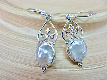 Balinese Filigree Mother of Pearl 925 Sterling Silver Earrings