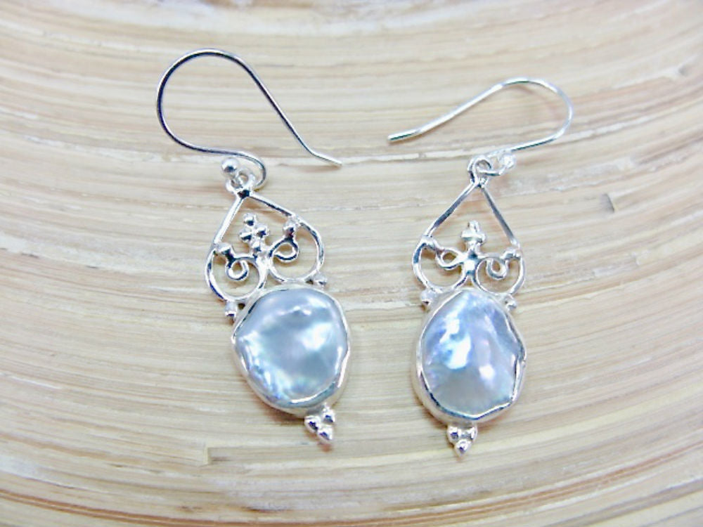 Balinese Filigree Mother of Pearl 925 Sterling Silver Earrings