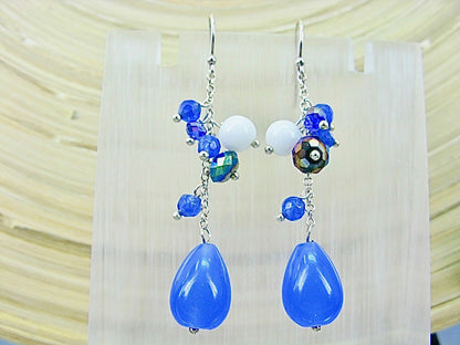 Blue Chalcedony Agate 925 Sterling Silver Earrings