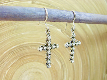 Cross Pearl 925 Sterling Silver Earrings