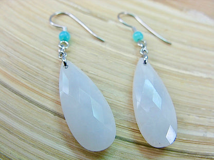 White Agate Dangle 925 Sterling Silver Earrings