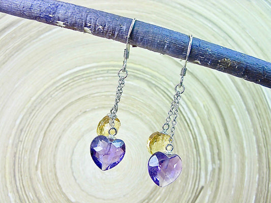 Amethyst Citrine 925 Sterling Silver Earrings