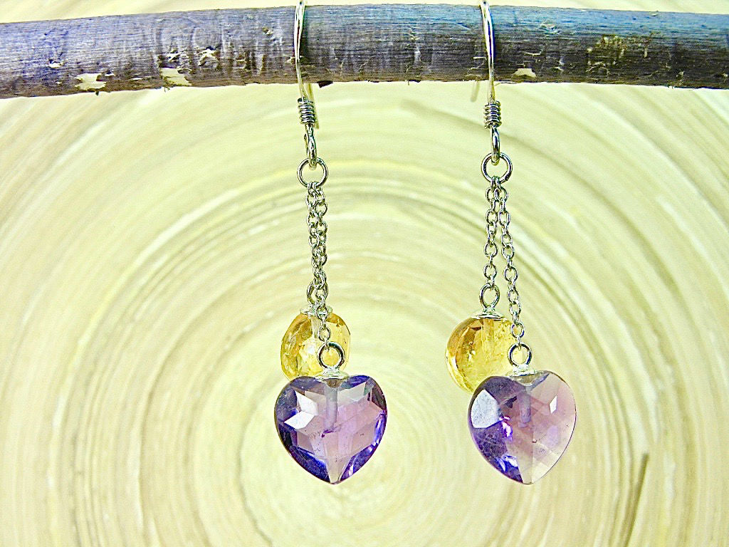 Amethyst Citrine 925 Sterling Silver Earrings