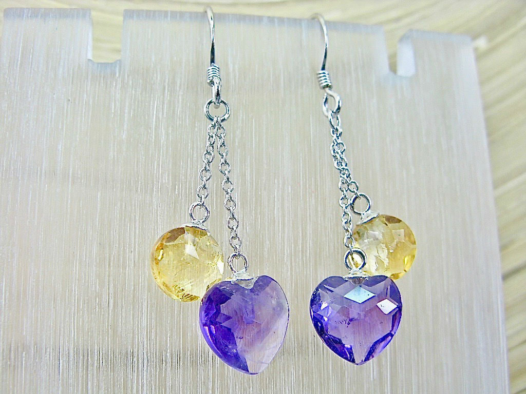 Amethyst Citrine 925 Sterling Silver Earrings