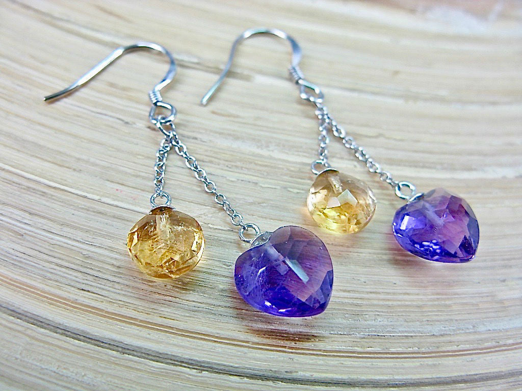 Amethyst Citrine 925 Sterling Silver Earrings