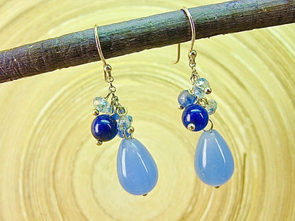 Blue Chalcedony Agate 925 Sterling Silver Earrings