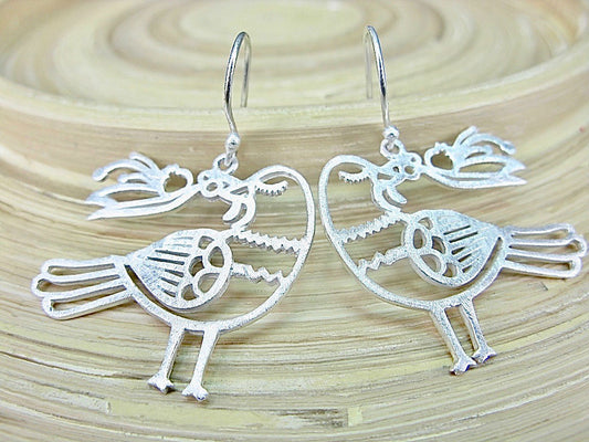 Phoenix Filigree Lace Matte 925 Sterling Silver Earrings