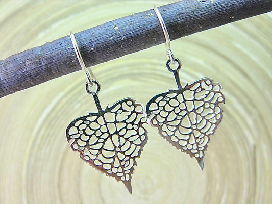 Leaf Filigree Lace 925 Sterling Silver Earrings