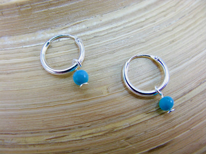 Turquoise Hoop Earrings in 925 Sterling Silver