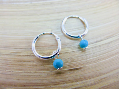 Turquoise Hoop Earrings in 925 Sterling Silver