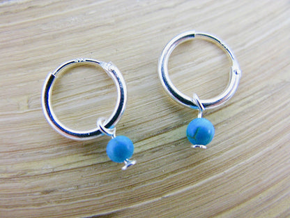 Turquoise Hoop Earrings in 925 Sterling Silver