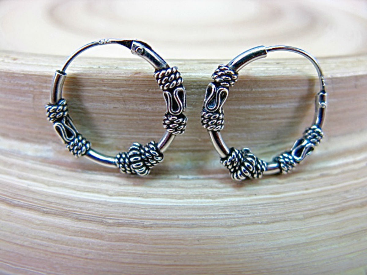 14mm Balinese 925 Sterling Silver Hoop Earrings