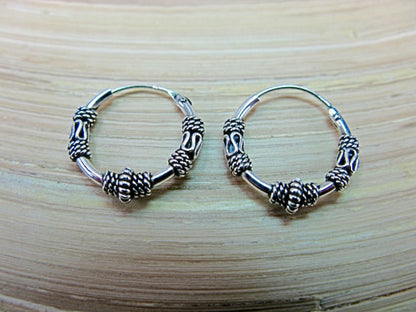 14mm Balinese 925 Sterling Silver Hoop Earrings