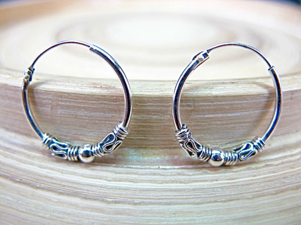 18mm Balinese 925 Sterling Silver Hoop Earrings