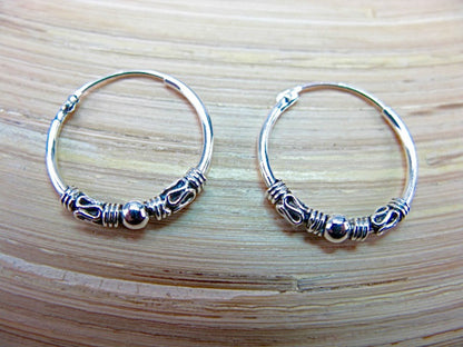 18mm Balinese 925 Sterling Silver Hoop Earrings