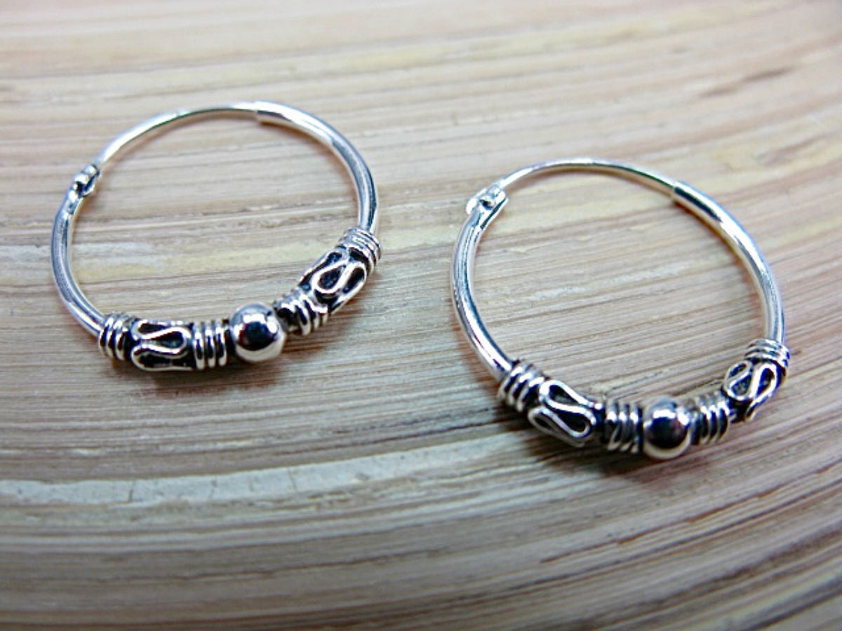 18mm Balinese 925 Sterling Silver Hoop Earrings