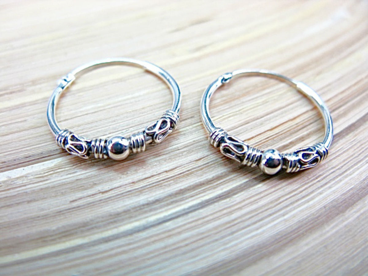 18mm Balinese 925 Sterling Silver Hoop Earrings