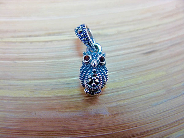 Owl Marcasite 925 Sterling Silver Pendant