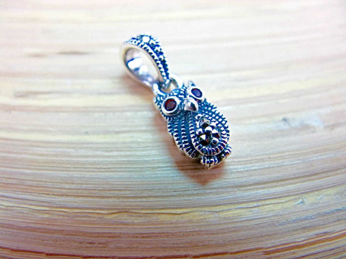 Owl Marcasite 925 Sterling Silver Pendant