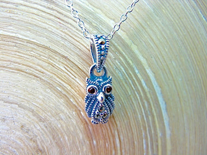 Owl Marcasite 925 Sterling Silver Pendant