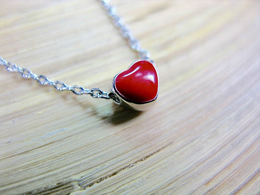 Petite Red Heart 925 Sterling Silver Pendant Necklace