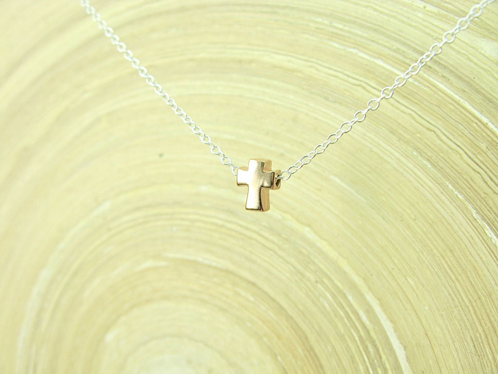 Cross Gold Plated 925 Sterling Silver Pendant Chain Necklace