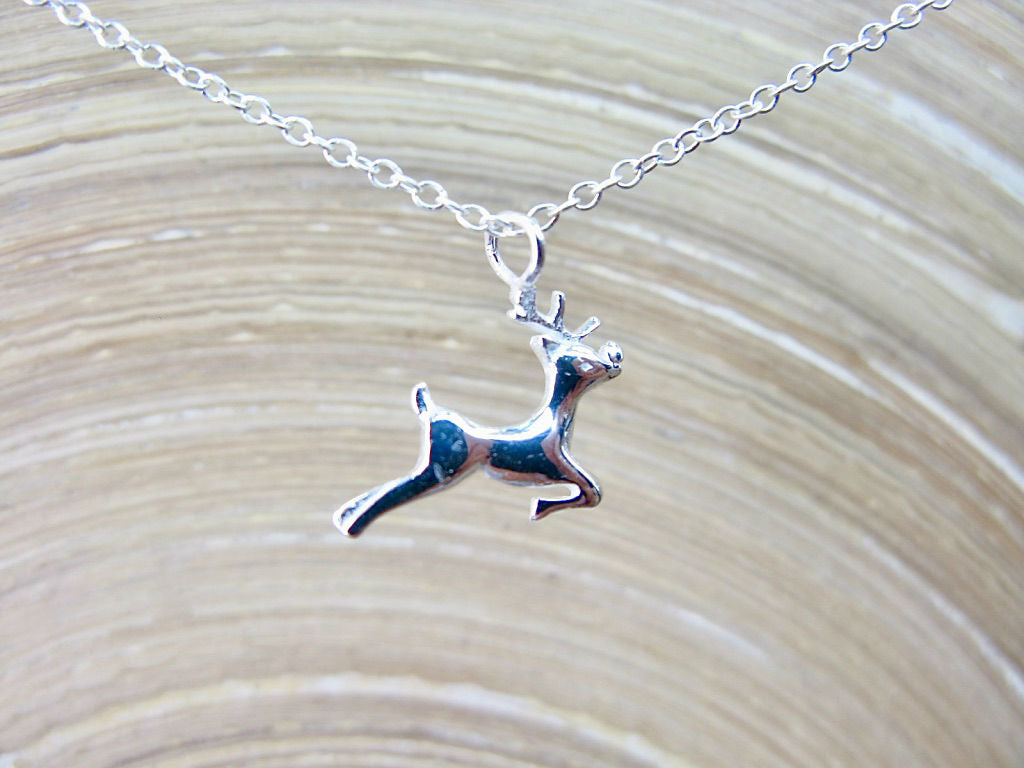 Reindeer Pendant Chain Necklace in 925 Sterling Silver