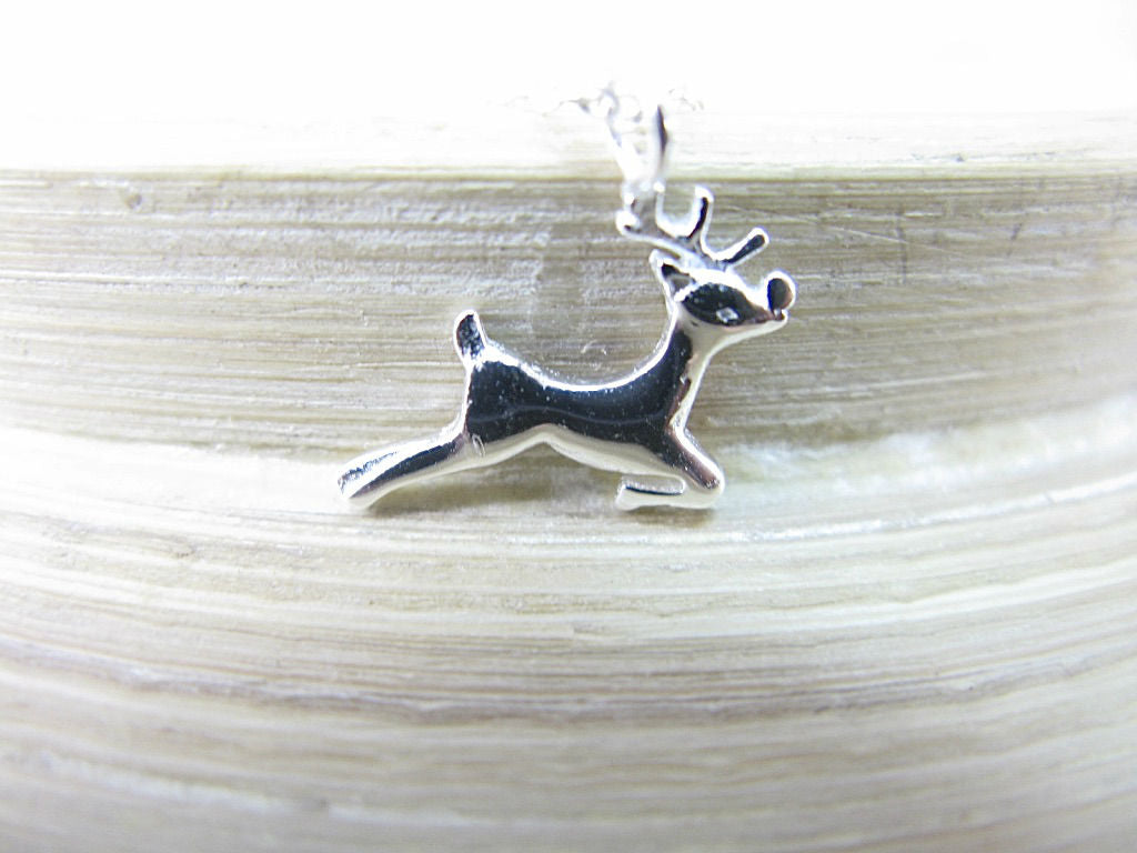 Reindeer Pendant Chain Necklace in 925 Sterling Silver