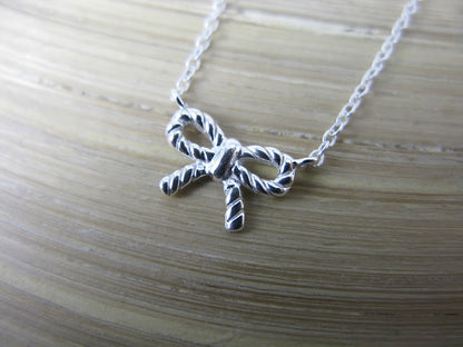 Ribbon Bow Inline 925 Sterling Silver Pendant Chain Necklace