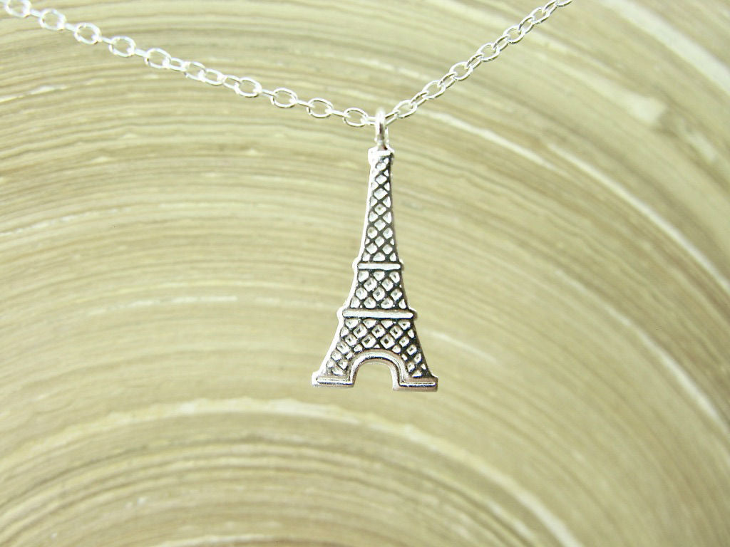 Eiffel Tower 925 Sterling Silver Pendant Chain Necklace
