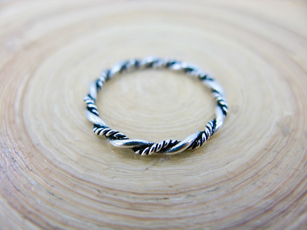 Twisted Eternity Oxidized Band Ring in 925 Sterling Silver
