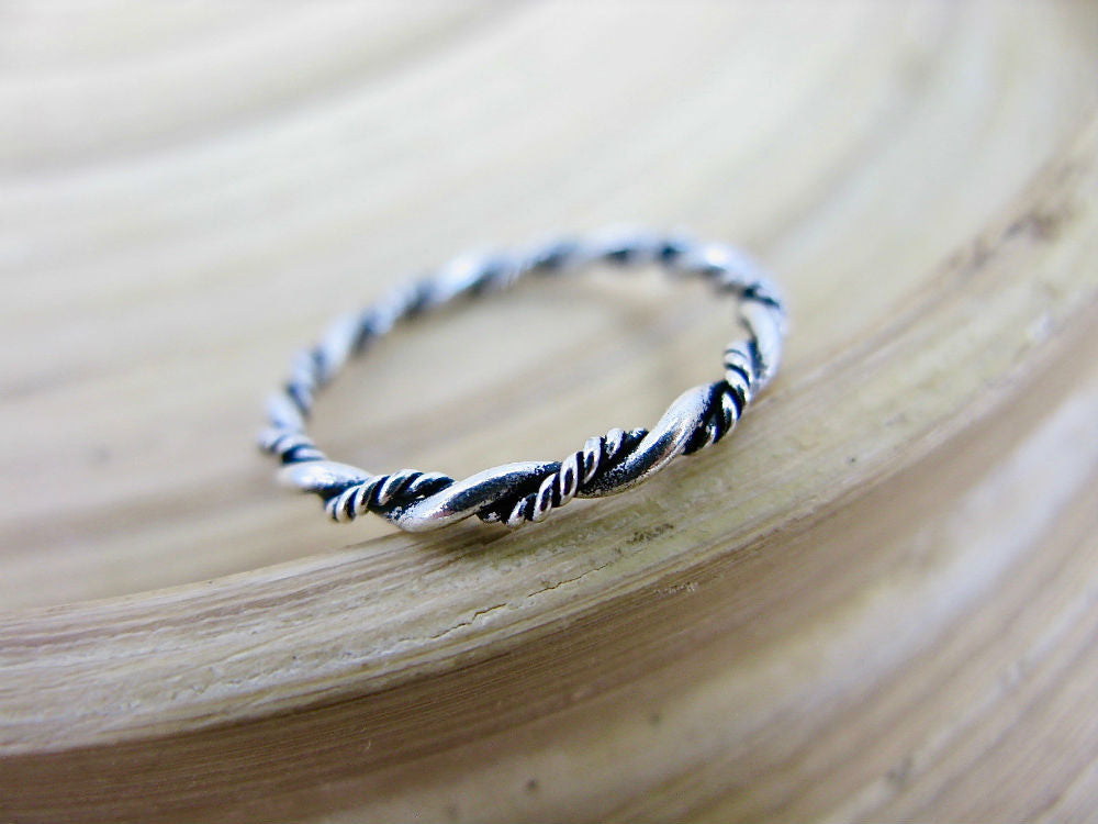 Twisted Eternity Oxidized Band Ring in 925 Sterling Silver