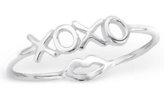 XOXO And Lip Two Way Ring in 925 Sterling Silver